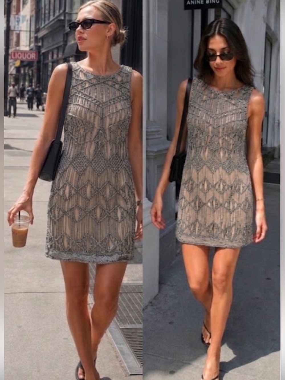 DVF Diane Von Furstenberg crochet mini shift dress sx Small